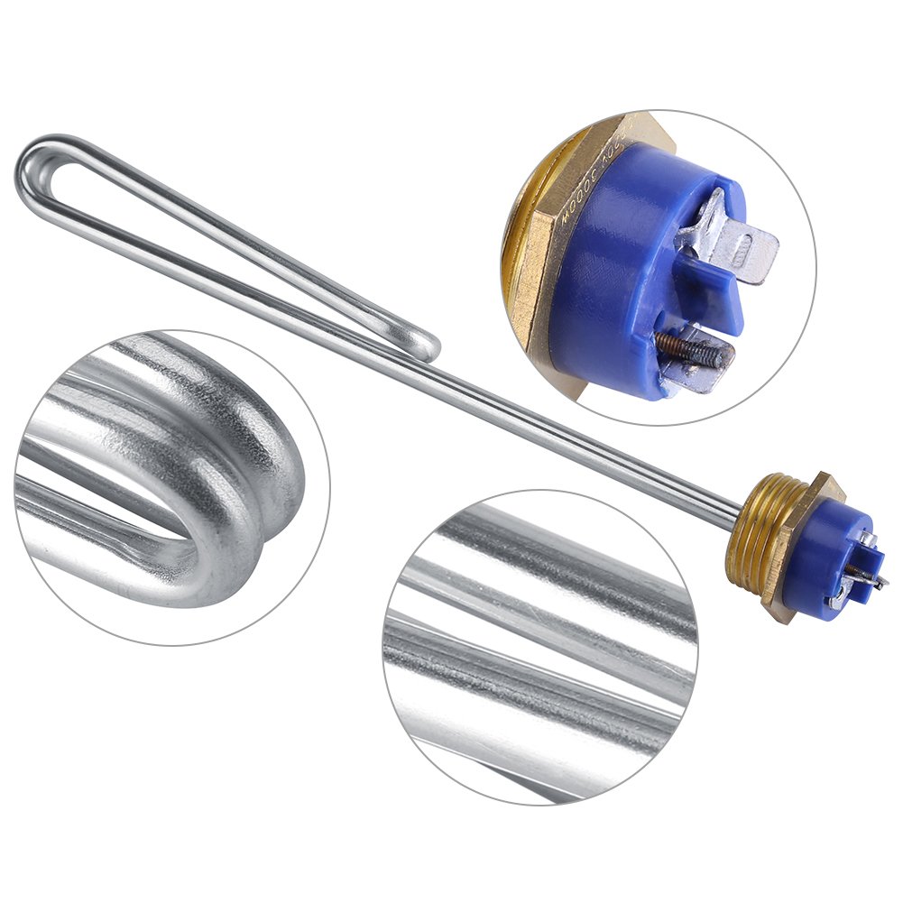 Stainless Steel Immersion Water Heater - Submersible Electric Heating Element with Copper Thread Head for Hot Water Tanks, Buckets & Portable Heating | DIY, Camping, Emergency Use