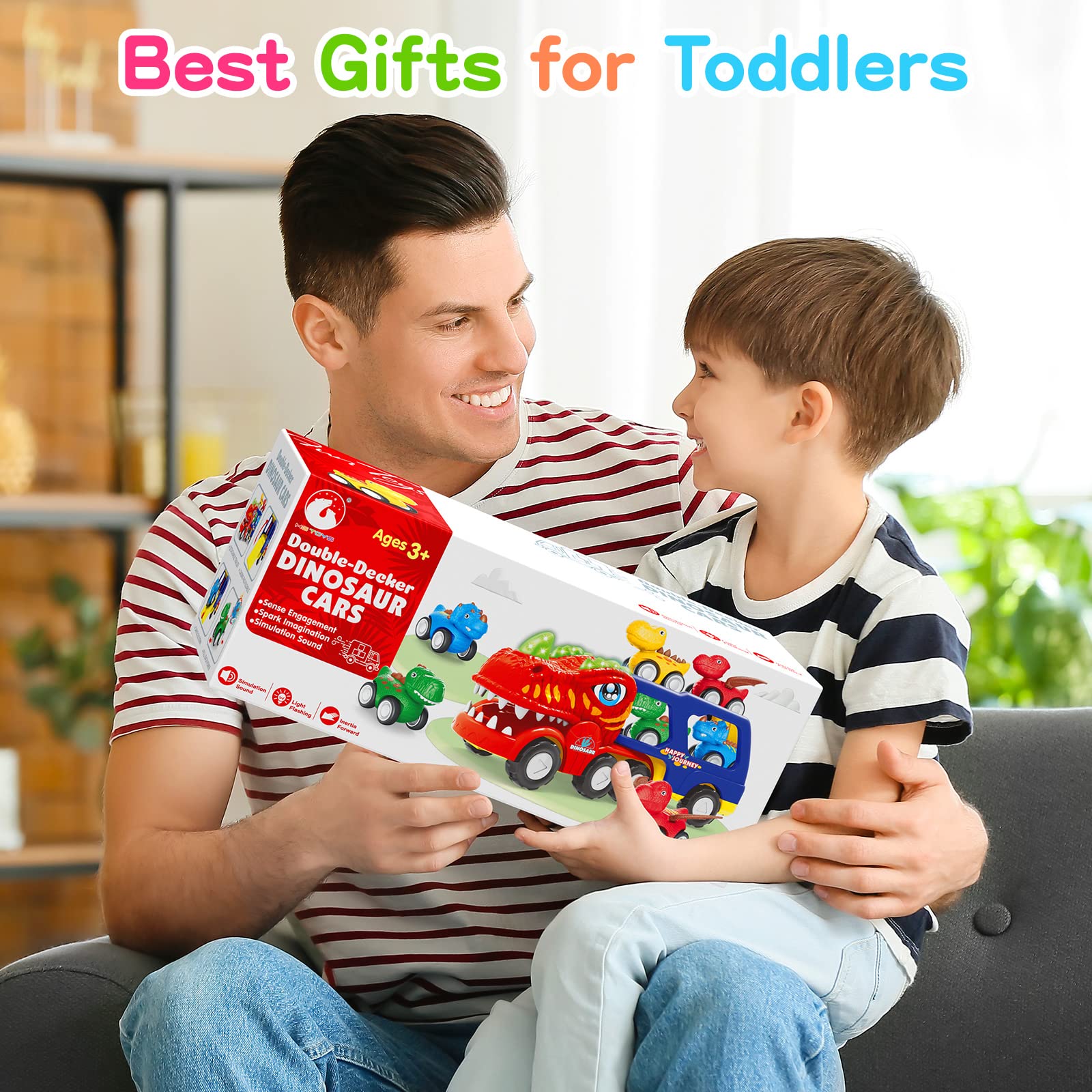 **ENJSD 5-in-1 Dinosaur Toys for Toddlers 1-5 Years Old – Friction Powered with Flashing Lights & Sounds – Best Gift for Boys & Girls – Playtime, Learning & Pretend Adventure**    *(Use Cases: Great for birthday gifts, preschool learning, interactive play, and dinosaur-themed pretend adventures!)*