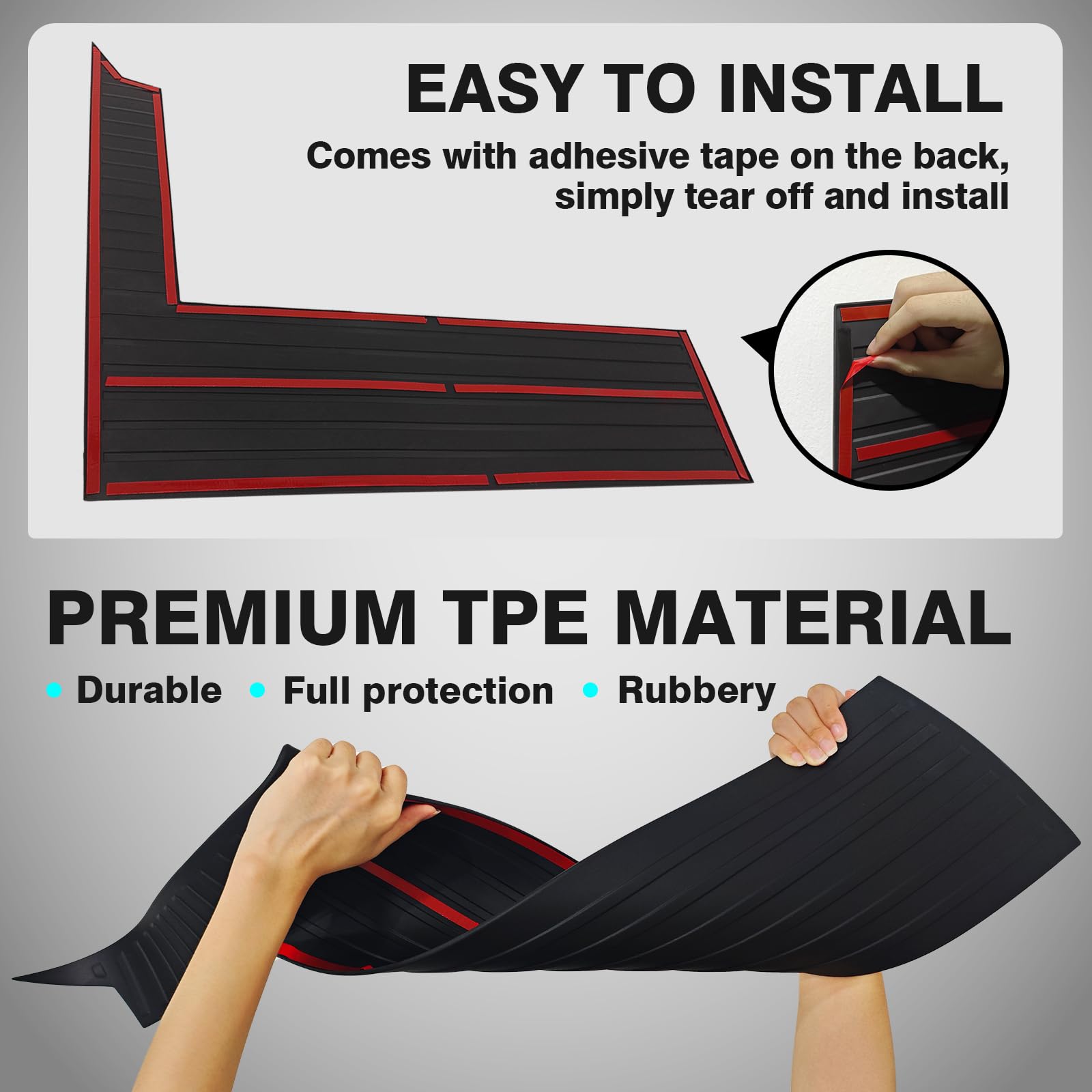 BestEvMod Tesla Cybertruck Rear Bumper Tailgate Protector Cover - Durable TPE Protective Trim for 2023-2024 Models | Truck Bed Step & Sill Molding Accessories | Perfect for Off-Roading, Hauling & Daily Commuting