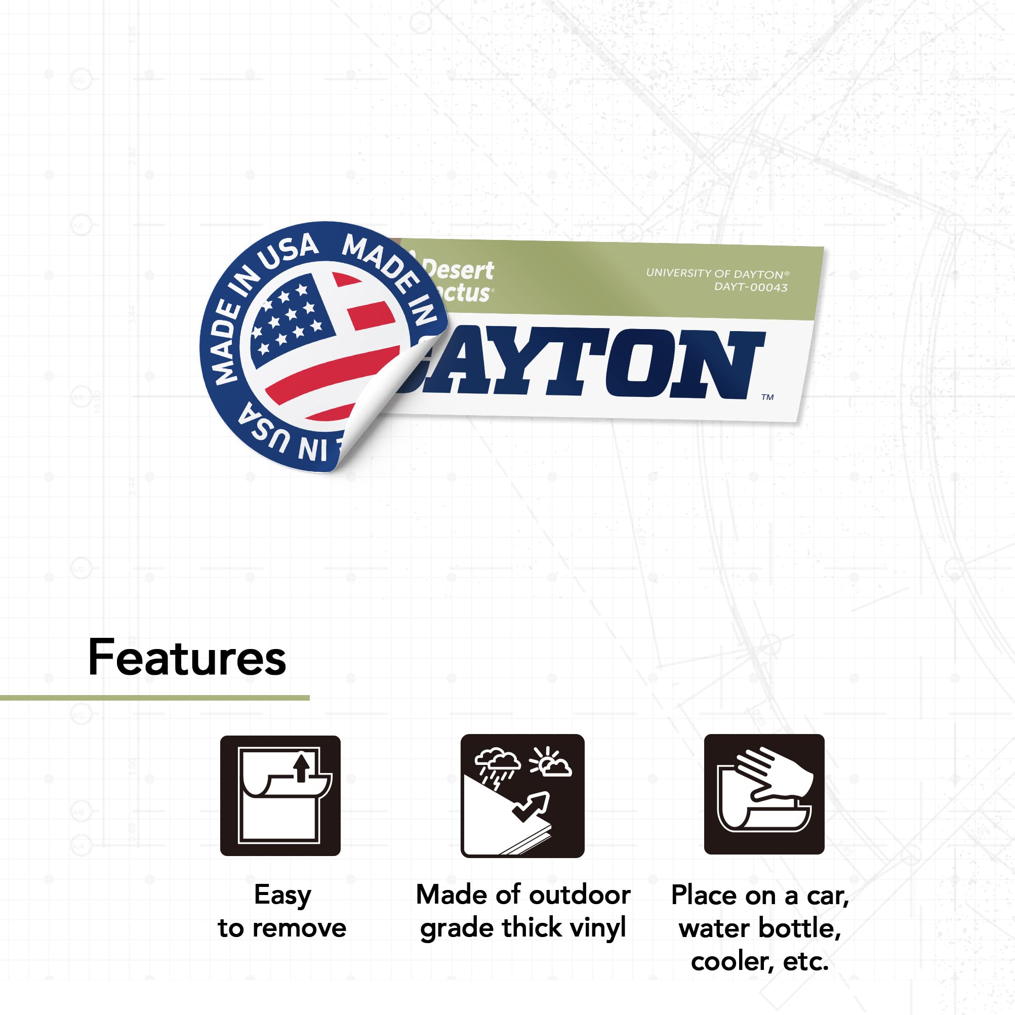 University of Dayton UD Desert Cactus Vinyl Decal Sticker - Waterproof Laptop, Car, Water Bottle, Scrapbook Decor - Perfect for College Students, Alumni Gifts & School Spirit Accessories