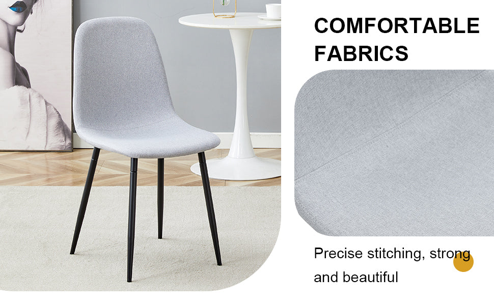 6-Piece Light Gray Linen Cotton Dining Chair Set - Comfortable Integrated Seat & Backrest for Modern Home Decor | Perfect for Kitchen, Dining Room & Small Spaces