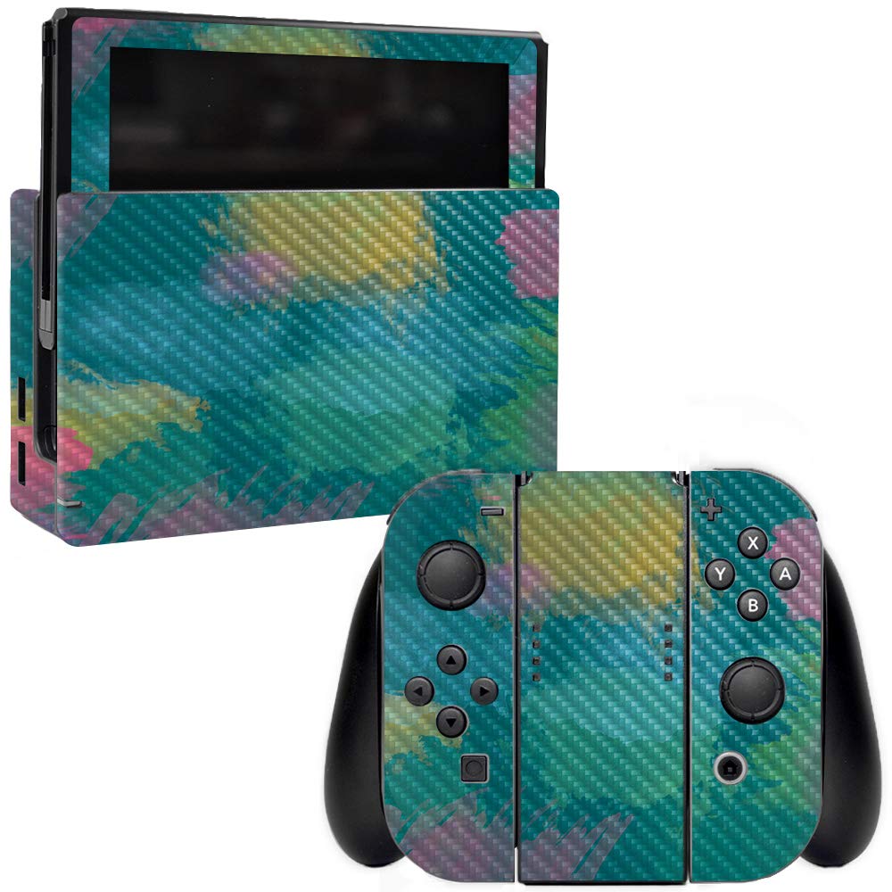 Premium Carbon Fiber Skin for Nintendo Switch - Watercolor Blue | Protective & Durable Textured Cover | Easy to Apply & Remove | Made in USA | Perfect for Gaming Protection & Style Enhancement