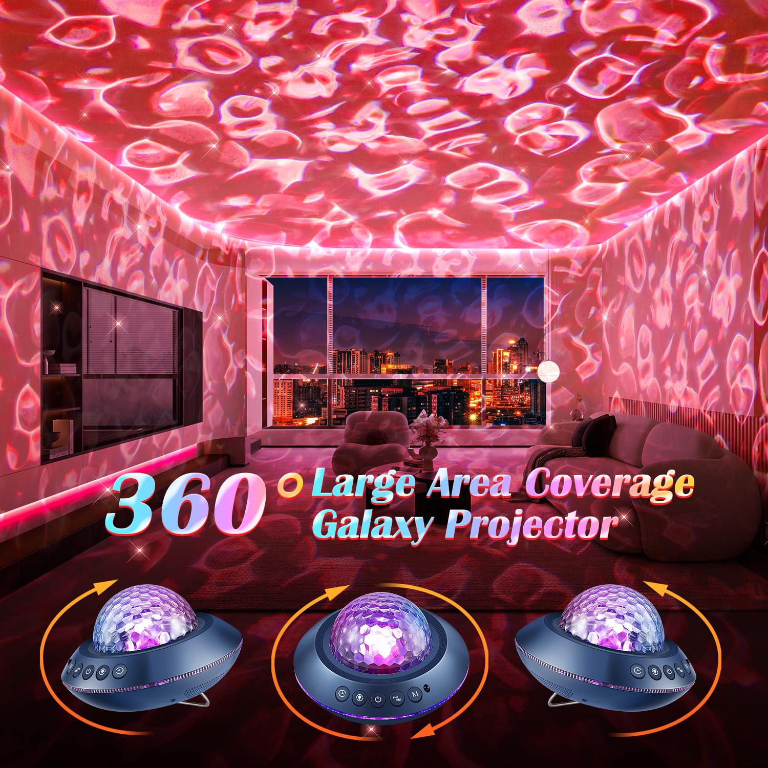 Galaxy Projector for Bedroom - White Noise Machine & Bluetooth Night Light with 360° Ceiling Projection, Remote Control & Timer | Perfect for Relaxation, Sleep Aid, Meditation, and Kids Room Decor