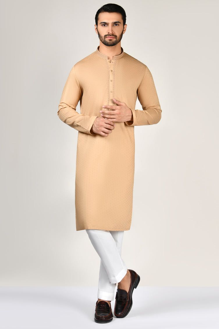 Premium Cotton Brown Kurta for Men - Traditional Pakistani Ethnic Wear by J. Junaid Jamshed | Comfortable Loose Fit for Daily Wear, Festivals & Special Occasions