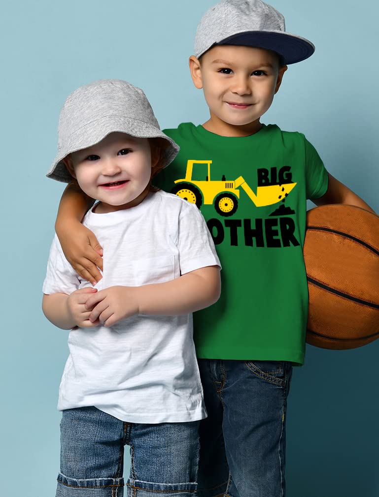 Construction Tractor Big Brother T-Shirt - Cute Pregnancy Announcement Gift for Toddler Boys & Siblings | Soft Cotton Kids Tee for Baby Reveal Parties & Family Photos