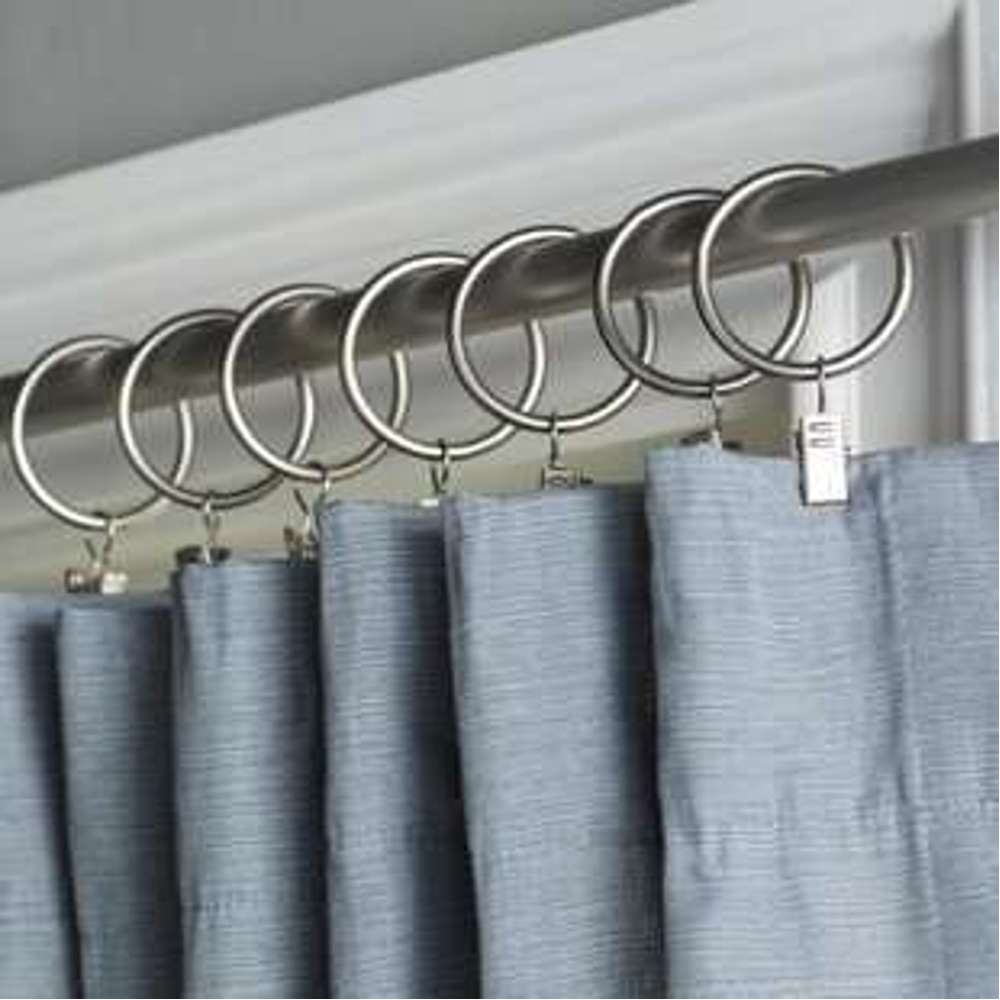 32mm Silver Curtain Rod Rings - Set of 10 - Heavy Duty Drapery Hooks for Living Room, Bedroom & Window Treatments