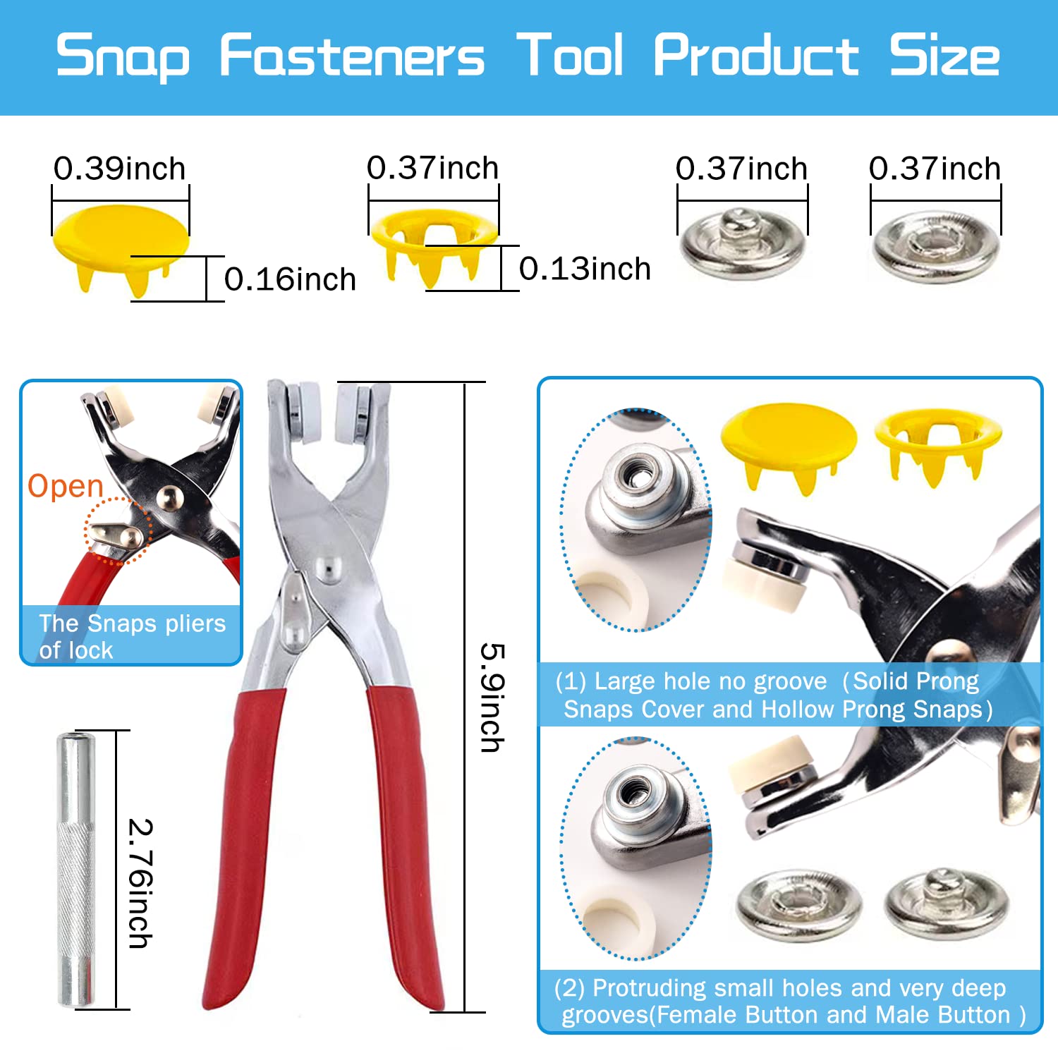 804-Piece Snap Fasteners Kit with Press Tool & Pliers - 10 Colors (0.39 Inch) for DIY Sewing, Clothing, Rompers, Bibs & Crafts - Perfect for Garment Repair, Baby Clothes & Handmade Accessories