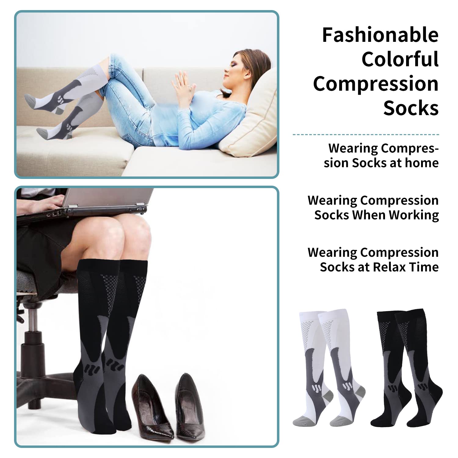 Wide Calf Compression Socks for Women & Men (M-4XL) - 20-30mmHg Plus Size Support Socks - Ideal for Nurses, Pregnancy & Varicose Vein Relief - Perfect for Long Shifts, Travel & Post-Workout Recovery