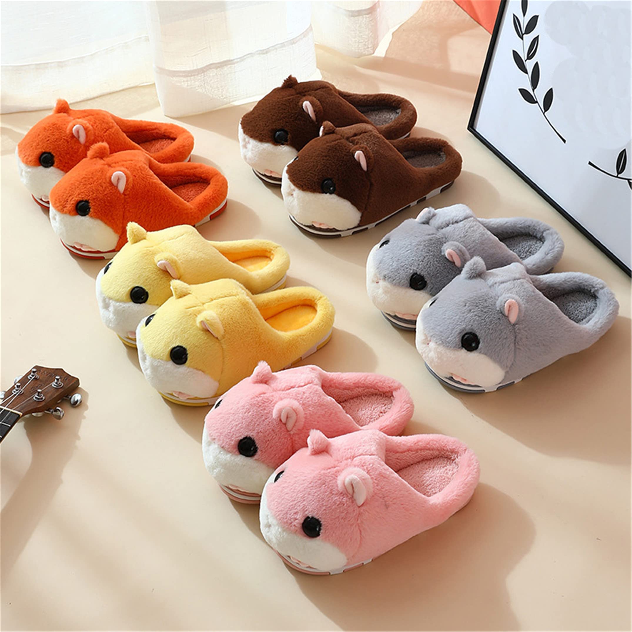 Adorable Hamster Slippers for Women - Cozy Furry Animal House Shoes for Winter, Cute Cartoon Home Slippers | Perfect for Indoor Comfort, Lounge Wear & Gift Giving