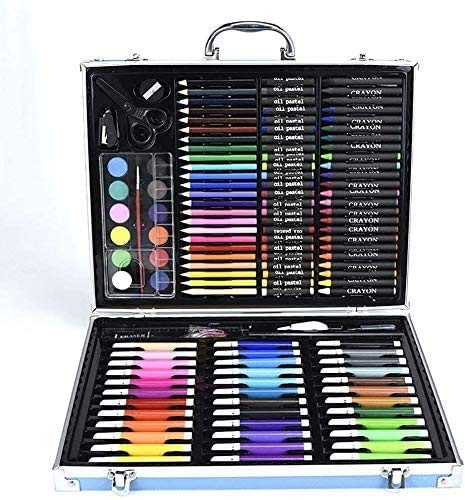 XUERUIGANG 150-Piece Deluxe Art Set with Case - Professional Painting & Drawing Supplies for Artists, Kids & Adults - Sketching, Watercolor, Oil Pastel & More - Perfect for School, Home & Studio (Pink)