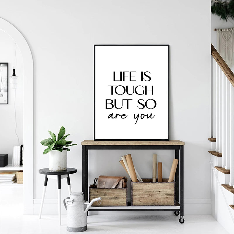 Inspirational Quotes Wall Art - Modern Cursive Verse Canvas Paintings & Posters for Home Office Decor | Nordic Style Motivational Wall Decor for Living Room, Bedroom & Workspace