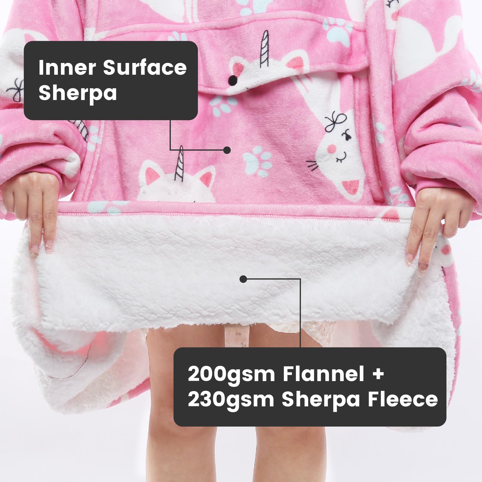 Cozy IvyH Oversized Hoodie Sweatshirt Blanket - Soft Sherpa Wearable Blanket with Stylish Print - Perfect Mother Daughter Gift for Movie Nights & Winter Lounging