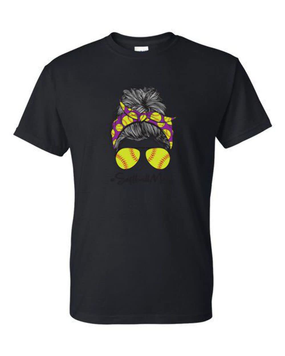 #SOFTBALLMOM Graphic T-Shirt for Women - XL 2X 3X Sizes - Soft Cotton Baseball Mom Tee - Perfect for Games, Practice & Supporting Your Player - USA Made