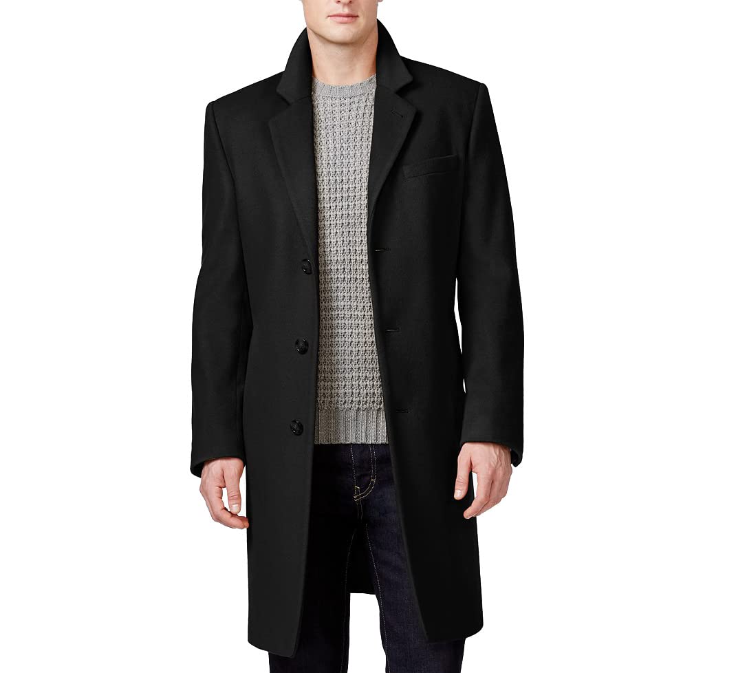 Michael Kors Men's Madison Wool Blend Topcoat - Classic Slim Fit Overcoat for Business & Formal Occasions | Winter Warm Coat for Office, Weddings & Special Events