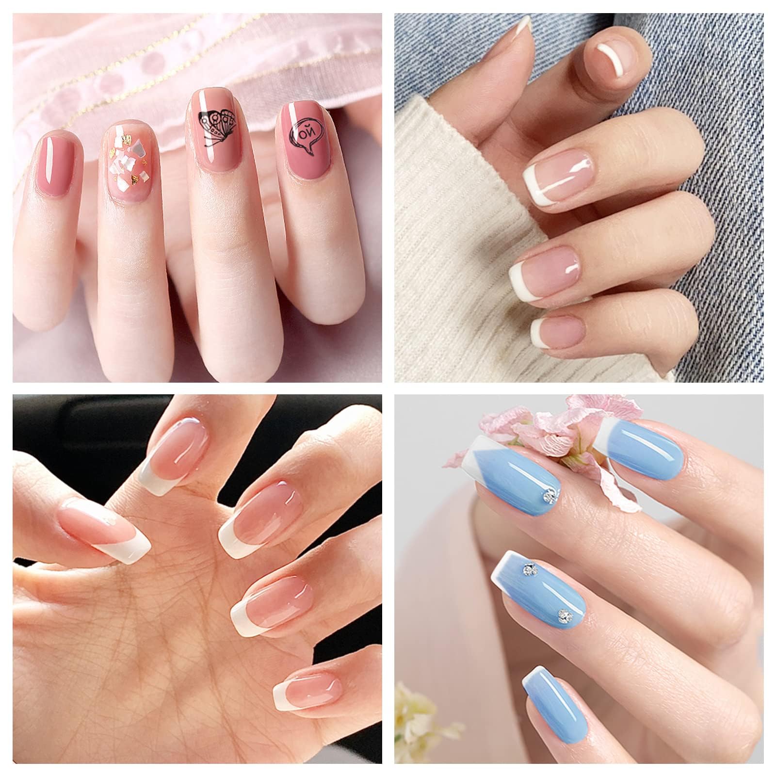 15-in-1 French Tip Nail Stamp Kit with Stamping Plate, Nail Art Stamper, Scraper & UV Lamp | DIY French Manicure & Nail Art Design for Home Salon & Professional Use