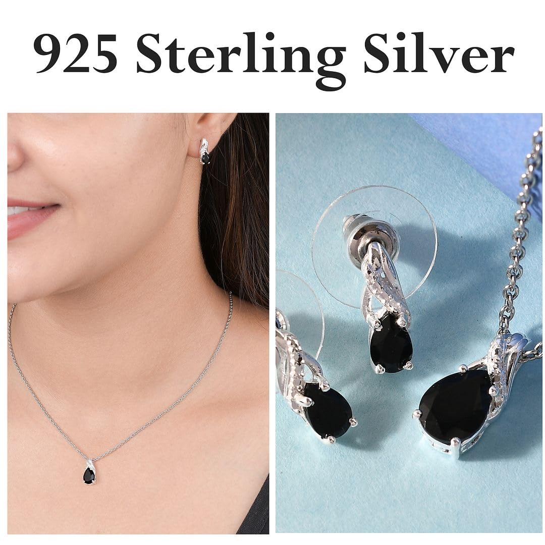 Shop LC Women's Teardrop Pendant Necklace & Dangle Earrings Set - 925 Sterling Silver Stainless Steel Jewelry for Wedding, Birthday Gifts | Elegant Costume Jewelry Set for Everyday Wear & Special Occasions