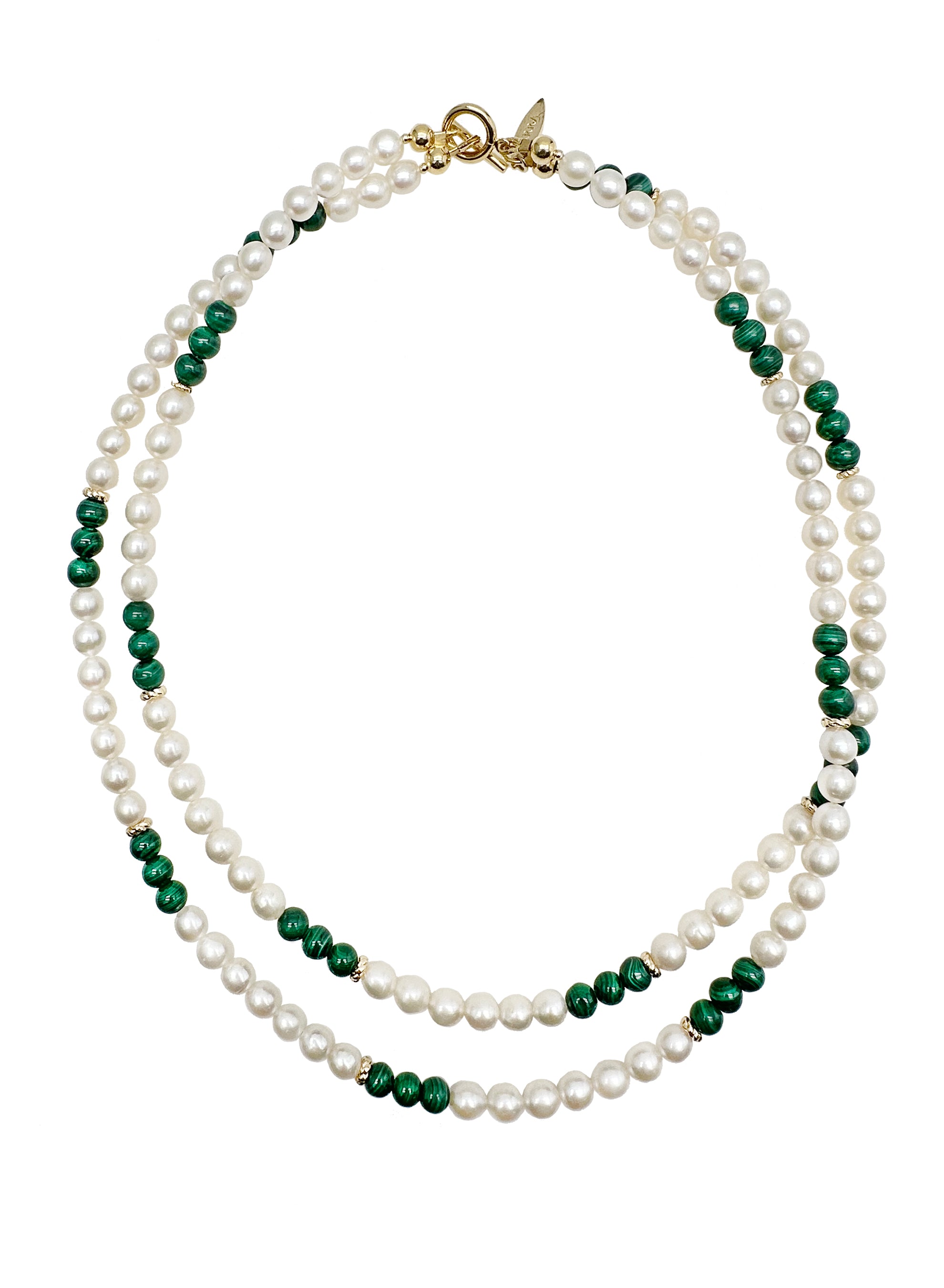 Elegant Freshwater Pearls & Malachite Color Blocking Necklace KN027 - Perfect for Weddings, Parties & Special Occasions