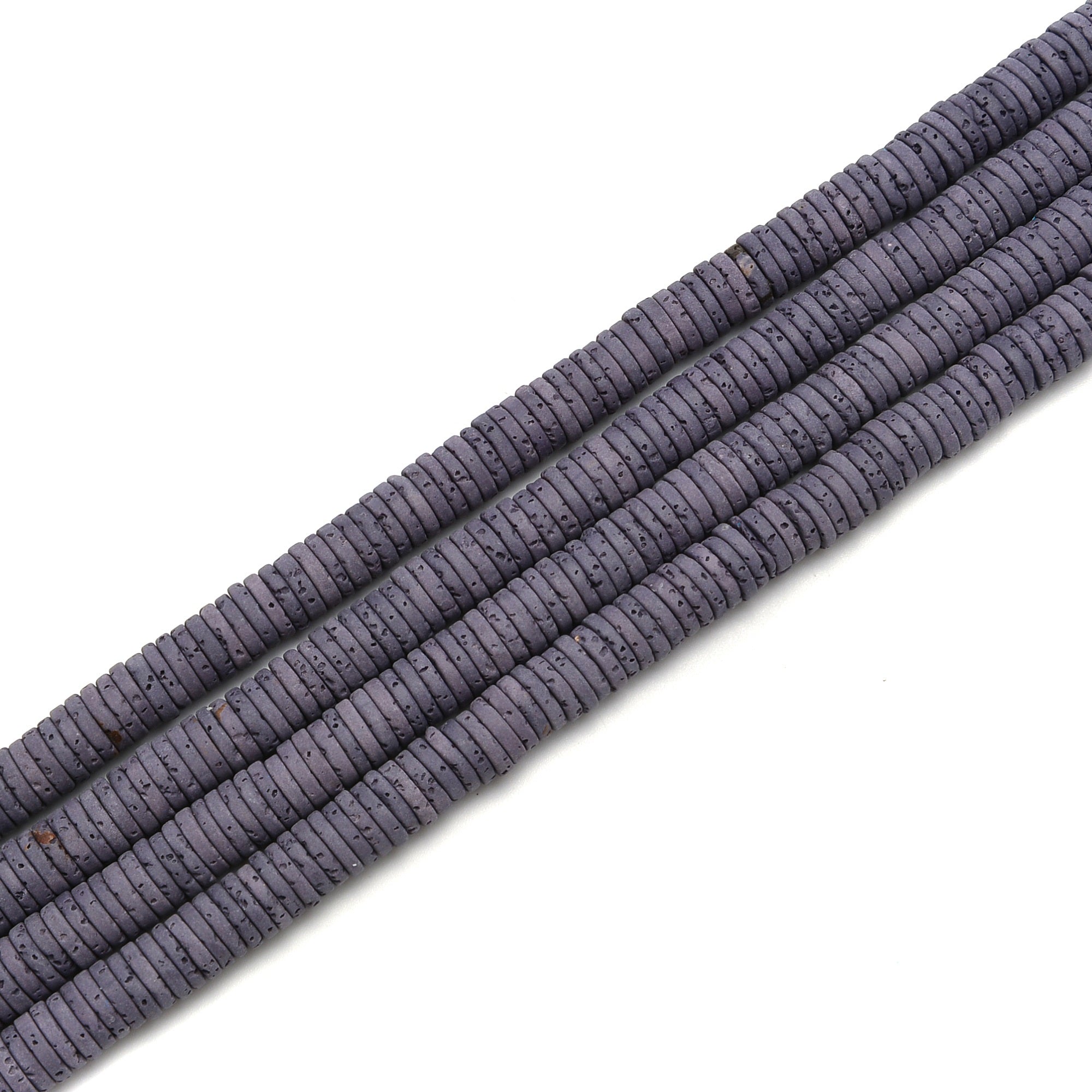 Dark Brown Lava Rock Stone Heishi Rondelle Beads 2x4mm 2x6mm 2x8mm - 15.5 Inch Strand for Jewelry Making, DIY Bracelets, Necklaces & Spiritual Healing