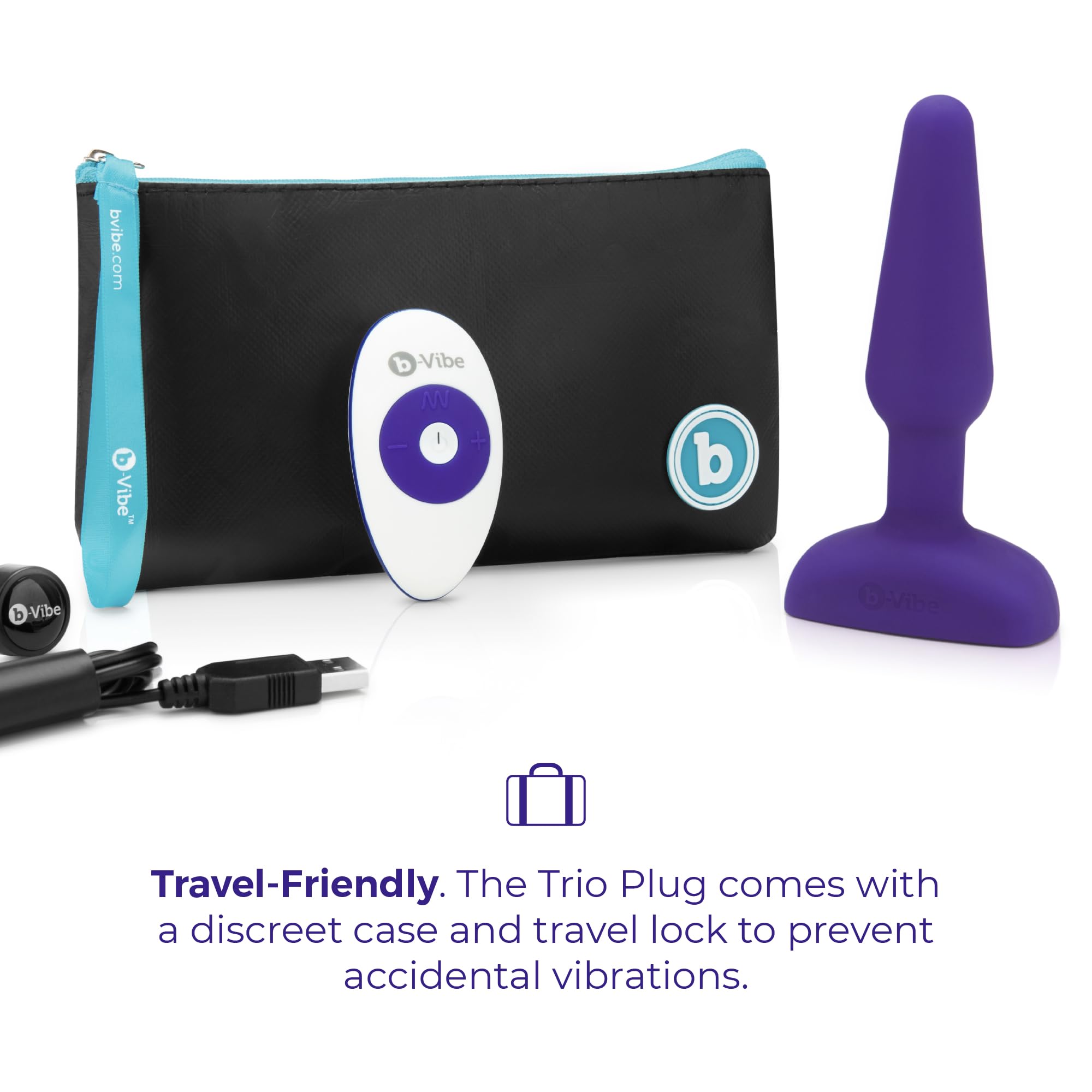 b-Vibe Trio Vibrating Anal Plug 2 - Remote Control Silicone Butt Plug for Men & Women - Purple Adult Sex Toy for Couples Play & Solo Pleasure