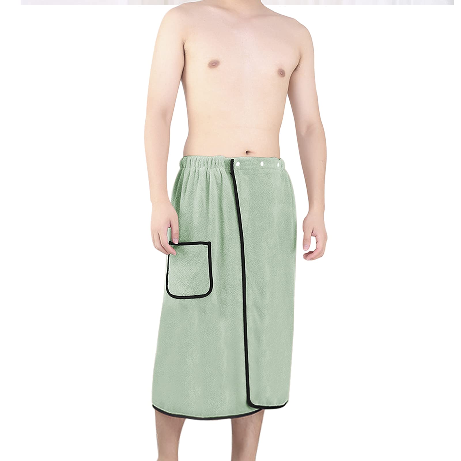 Men's Adjustable Bath Towel Wrap with Pocket - Soft Spa Shower Wrap for Sauna, Gym, Pool & Beach - Perfect for College Dorm, Locker Room & Post-Workout Comfort