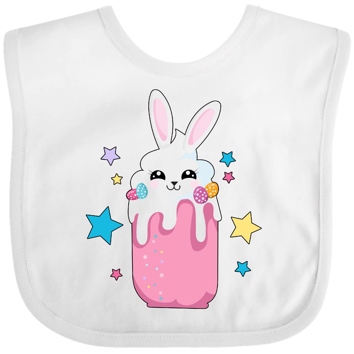 Inktastic Easter Strawberry Bunny Drink with Stars Baby Bib - Cute & Soft Bib for Infants & Toddlers - Perfect for Easter, Feeding, and Special Occasions