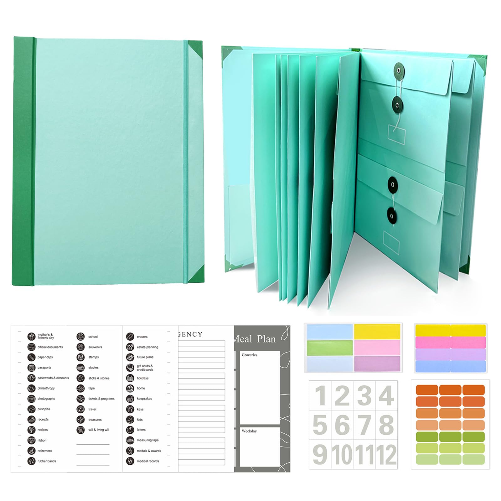 Essential Document Organizer Binder - Estate Planning, Important Papers & File Storage for Office, School & Work - Green (Perfect for Emergency Preparedness & Life Organization)