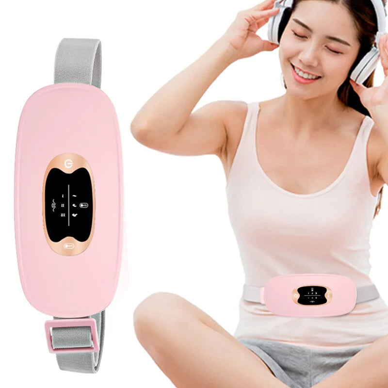 Electric Heating Menstrual Pad Belt with Vibration & Heat Therapy - Period Pain Relief for Women - Comfortable Cramp Relief at Home, Work or During Sleep