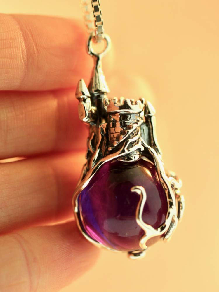 Castle in the Clouds Necklace - Sterling Silver Crystal Pendant with Orb Charm | Elegant Jewelry for Women, Gift for Her | Perfect for Weddings, Anniversaries & Special Occasions