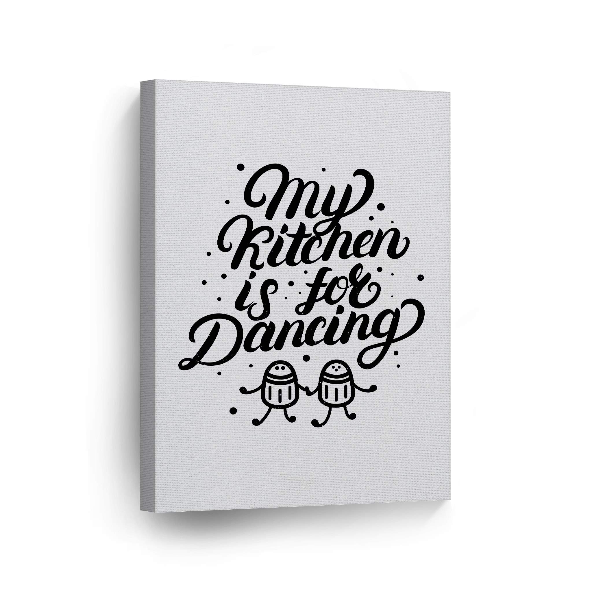 Smile Art Design 'My Kitchen is for Dancing' Quote Canvas Wall Art Print - 36x24 Inch Kitchen Decor for Restaurant, Cafe & Farmhouse Dining Room - Modern Housewarming Gift Ready to Hang (Perfect for Kitchen Wall Decor & Coffee Shop Aesthetic)