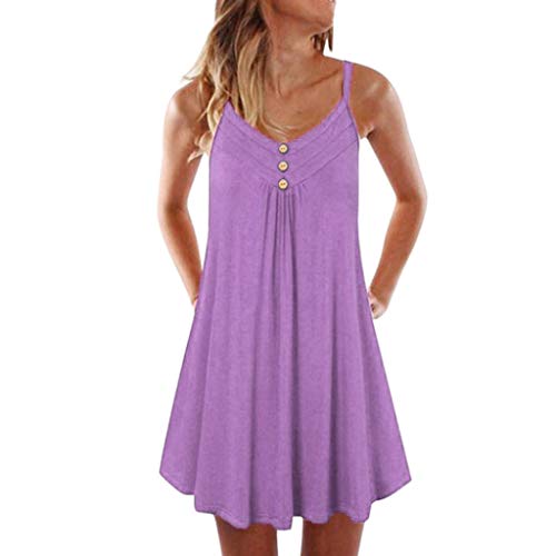 Masbird Women's Sleeveless Spaghetti Strap Floral Print A-Line Mini Dress - Casual Summer Short Dress for Beach, Party & Date Night