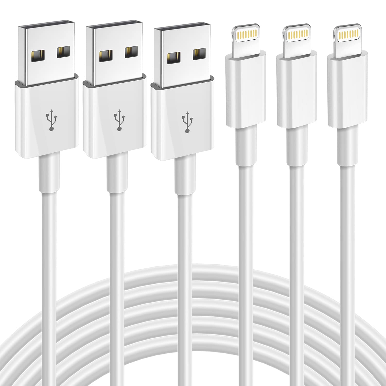 Jeercor 3 Pack MFi Certified iPhone Charger Cable - 3FT/1M Fast Charging Lightning Cable Compatible with iPhone 14/13/12/11/XS/XR/X/8/7/6/5/SE - Durable for Home, Office & Travel (OCEEK-CA01)