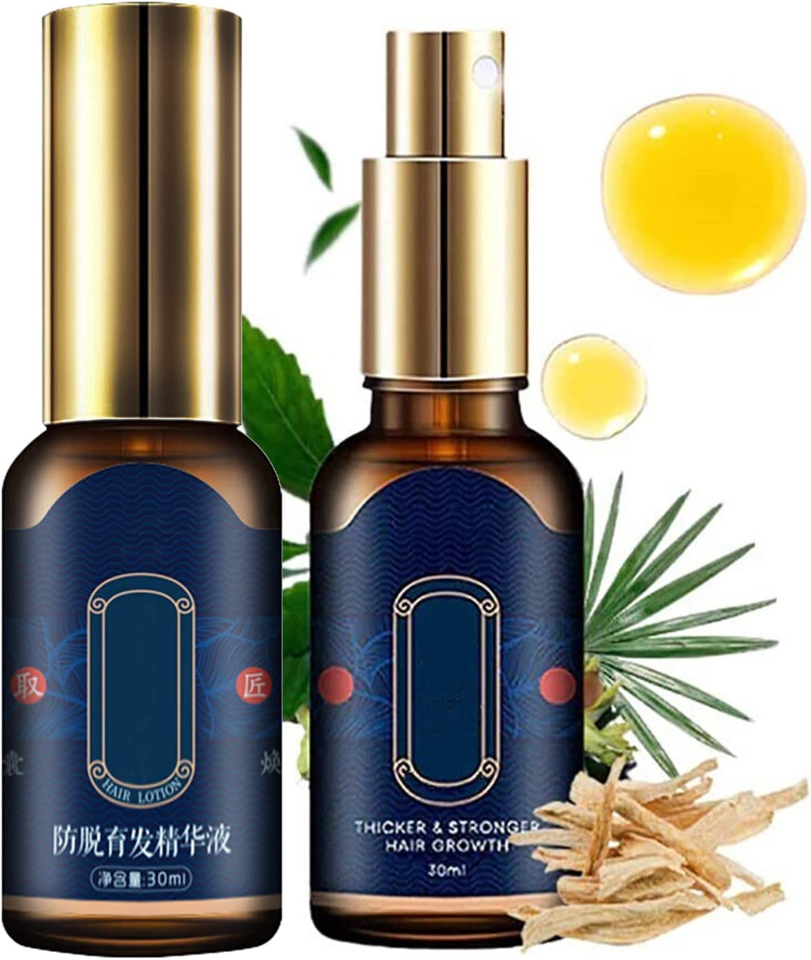 ZOKU-HGP Hair Growth Spray with Ginger Serum - Natural Hair Tonic for Thicker, Fuller Hair - Stops Hair Loss for Men & Women (2 Pack) - Perfect for Daily Scalp Care & Revitalizing Thin Hair