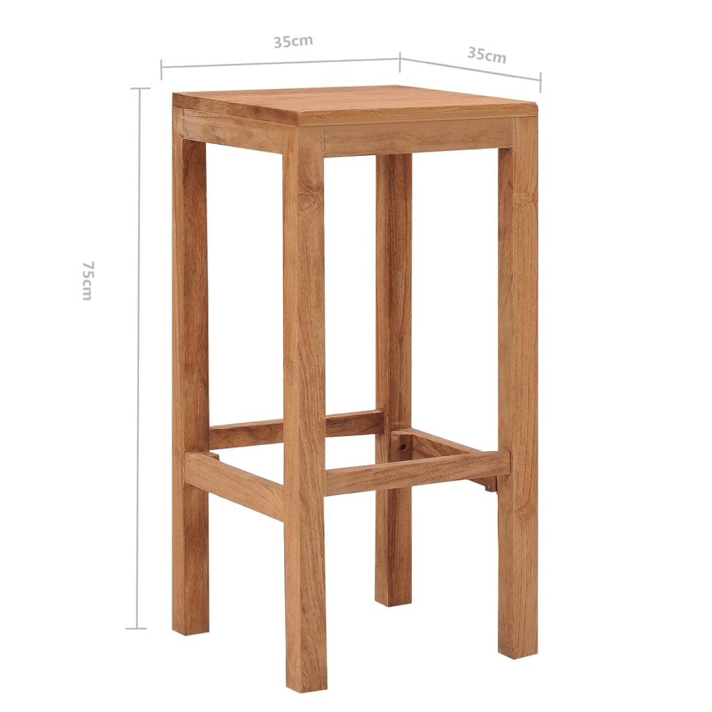 vidaXL Bar Stools Set of 2 - Teak Wood Colonial-Style Counter Height Stools with Rustic Finish | Perfect for Kitchen Island, Dining Bar, and Living Room Decor