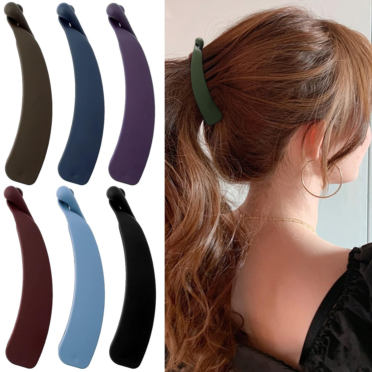 6 PCS Large Banana Hair Clips for Thick Hair - Non-Slip No-Trace Hair Styling Tools for Women, Girls & Hairstylists - Perfect for Salon, Home & Travel Use