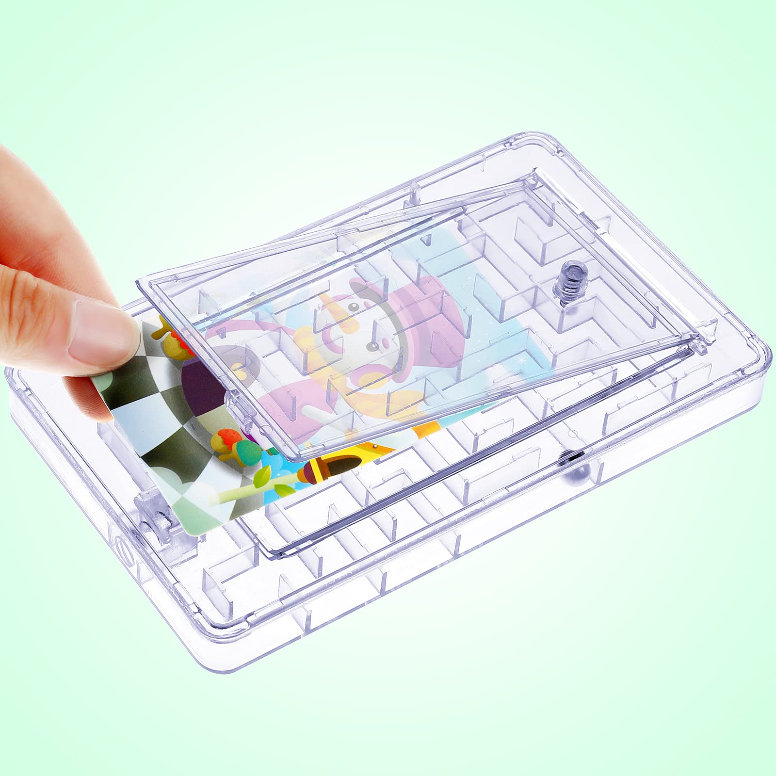2 Pack Creative Maze Puzzle Present Card Holders - Fun & Challenging Plastic Pinball Game for Teens & Adults - Clear & Pink - Perfect for Birthday Gifts, Party Favors & Brain Teaser Games