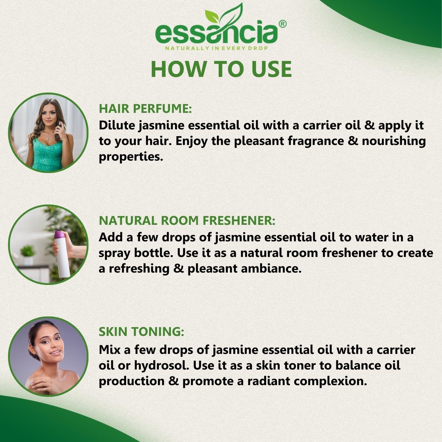 Essancia 100% Pure Jasmine Essential Oil - Natural Undiluted Therapeutic Grade for Relaxation, Skin Care & Aromatherapy (15ml) - Perfect for Diffusers, Massage & DIY Beauty Products
