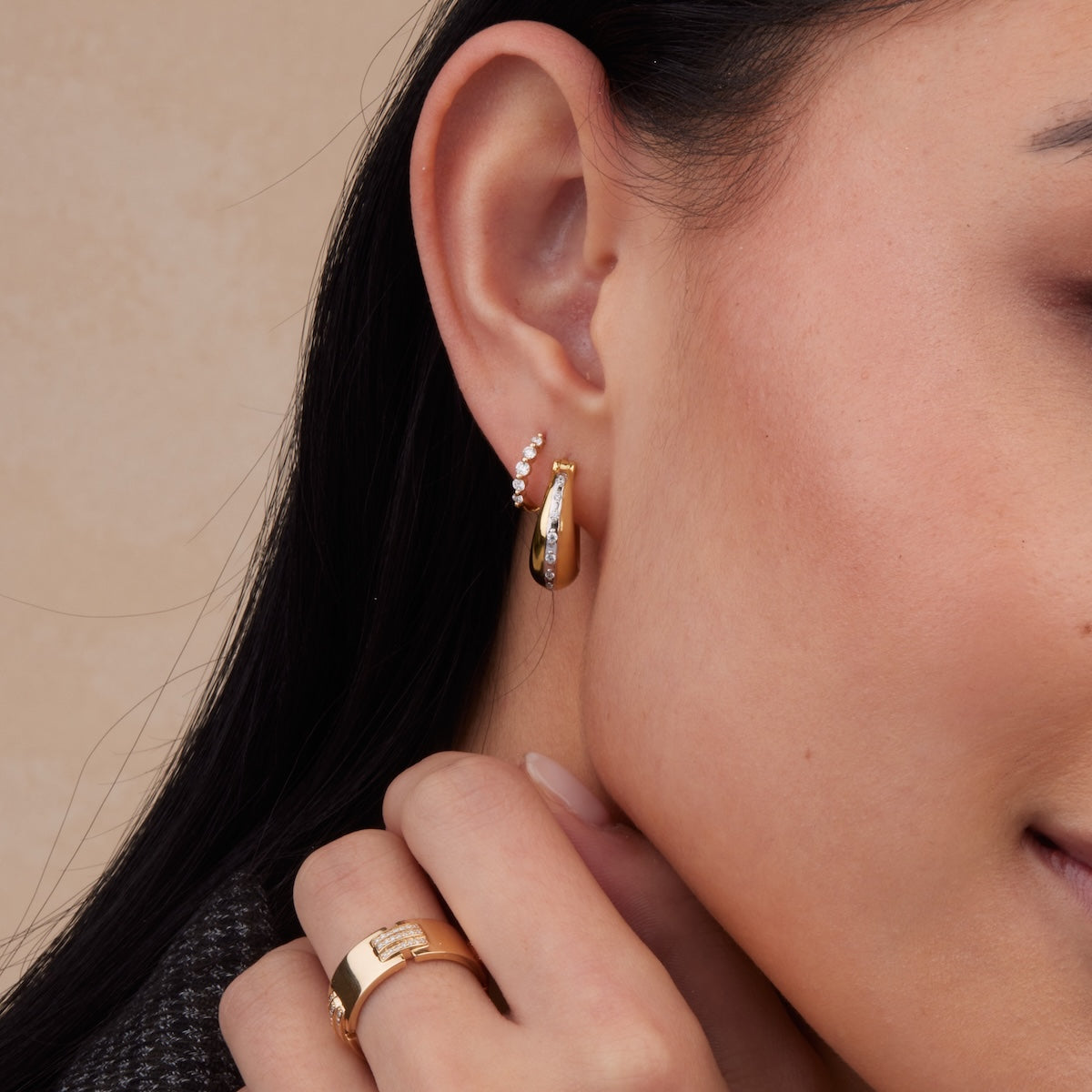 Two Tone Ribbon Hoop Earrings for Women - Trendy Dainty Jewelry for Everyday Wear & Special Occasions