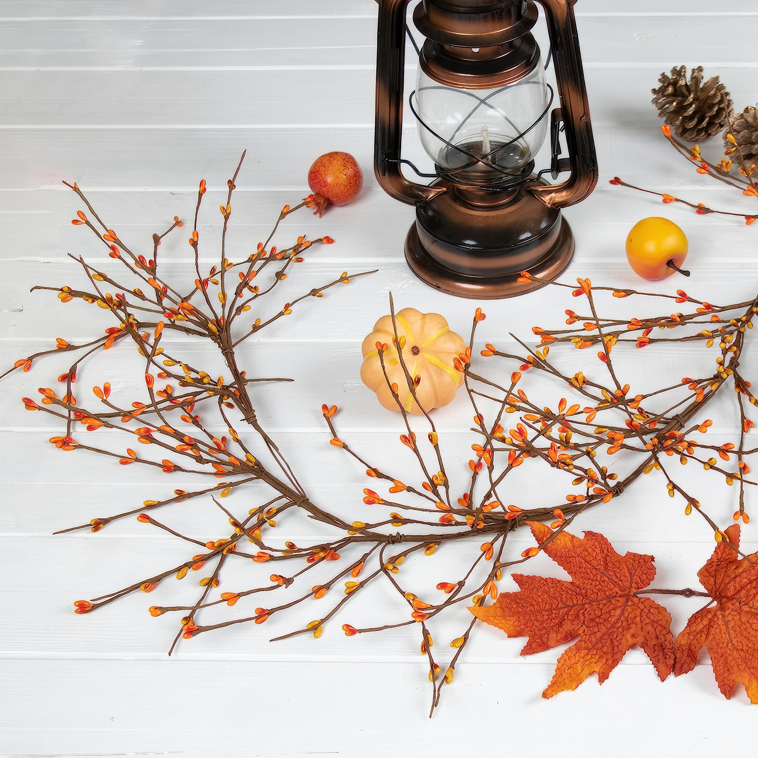5FT Orange Yellow Fall Berry Garland for Thanksgiving Table Decor