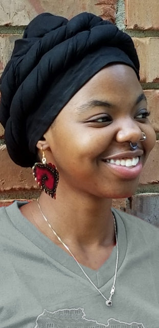 Black Cotton African Pre-Tied Modu Hat DPH564PT - Stylish Headwear for Cultural Events, Weddings & Fashion Accessories