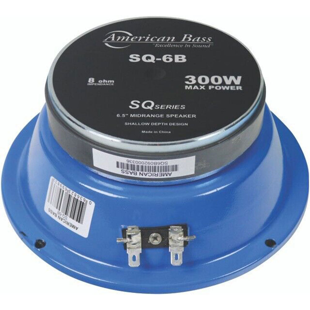 American Bass SQ6B 300W 6.5 Inch Single 8 Ohm Midrange Speaker - High Power Car Audio System Upgrade for Clear Midrange Sound in Vehicles & Boats