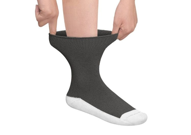 Extra Roomy Diabetic Socks for Men & Women - Thick Comfortable Non-Binding Black Socks for Swollen Feet, Circulation & Diabetes Care - Perfect for Daily Wear, Travel & Medical Use