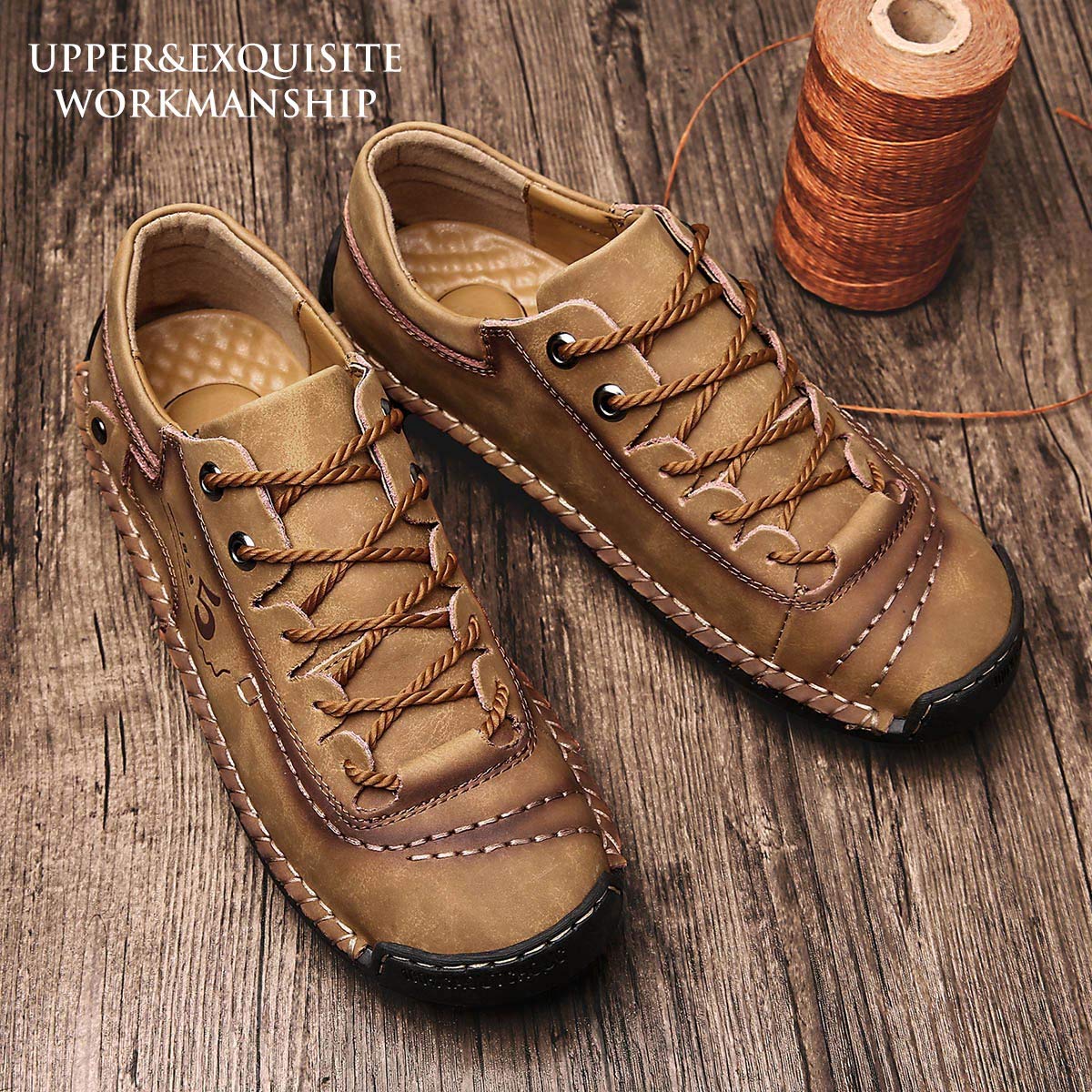 Alcubieree Men's Genuine Leather Casual Sneakers - Comfortable Lightweight Loafers for Walking, Driving & Dress Shoes (Size 7.5-13) | Perfect for Office, Travel & Everyday Wear