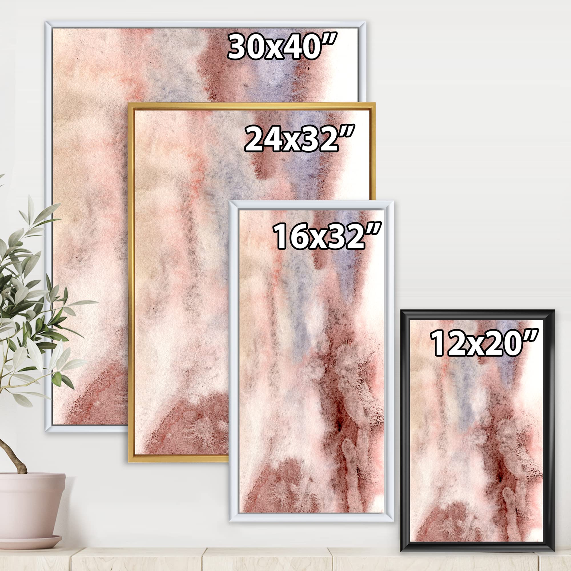 DesignQ Pastel Abstract Canvas Wall Art - Blue, Pink & Dark Red Spots Modern Framed Print - Perfect for Living Room, Bedroom & Office Decor