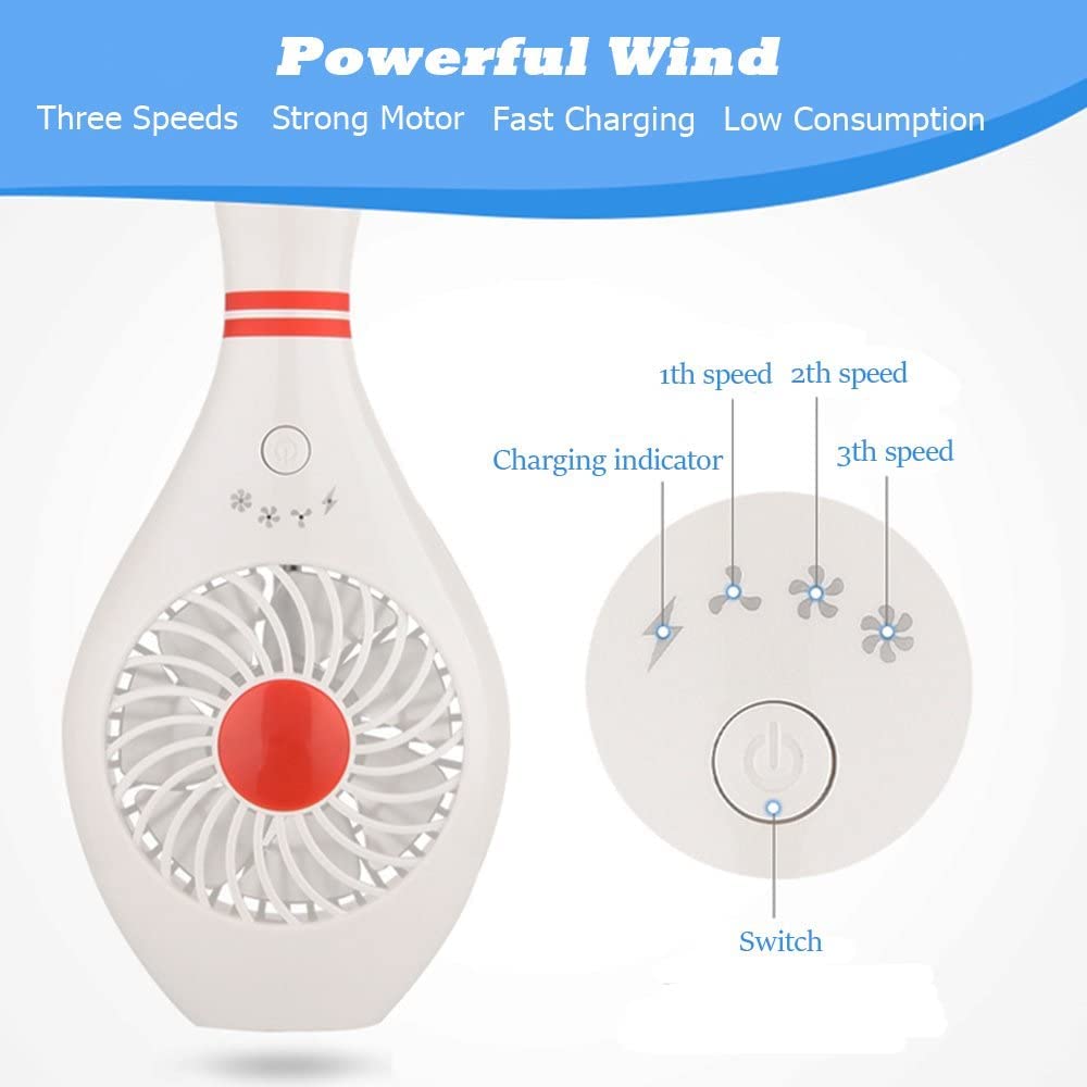 Portable USB Handheld Fan - Mini Personal Cooling Fan for Home, Office, Travel, Gym & Makeup | Rechargeable Battery Operated Small Fan | Perfect for Summer, Sports, Outdoor Activities & Gift Giving