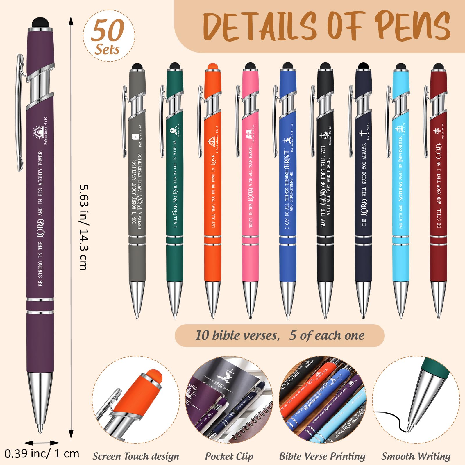 Gueevin Christian Notebook and Pen Set with Bible Verse Notepads - 100 Pack of Metal Pens with Black Ink, Inspirational Christian Quote Journals & Ballpoint Pens - Perfect Religious Christmas Gift for Women & Men - Ideal for Bible Study, Church Notes & Daily Devotionals