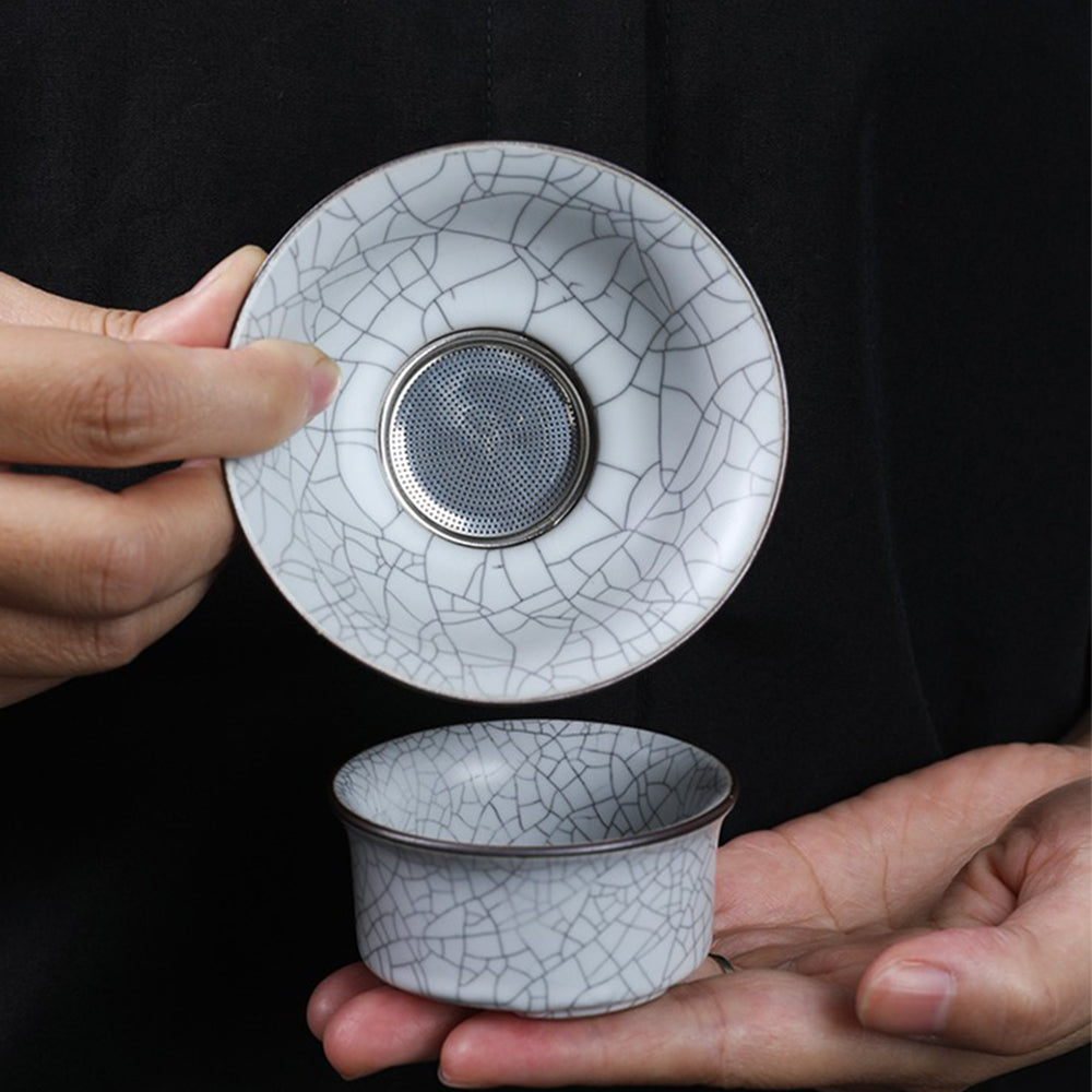 Premium Milky White Ruyao Ice Crack Tea Set - Handmade Ceramic Teapot & Cups - Perfect for Chinese Tea Ceremony, Home Decor, and Gift Giving