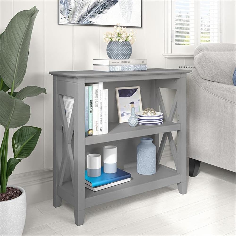 UrbanPro Small 2 Shelf Bookcase in Cape Cod Gray - Engineered Wood Book Shelf for Living Room, Bedroom, Office - Compact Storage Solution for Books, Decor & Essentials