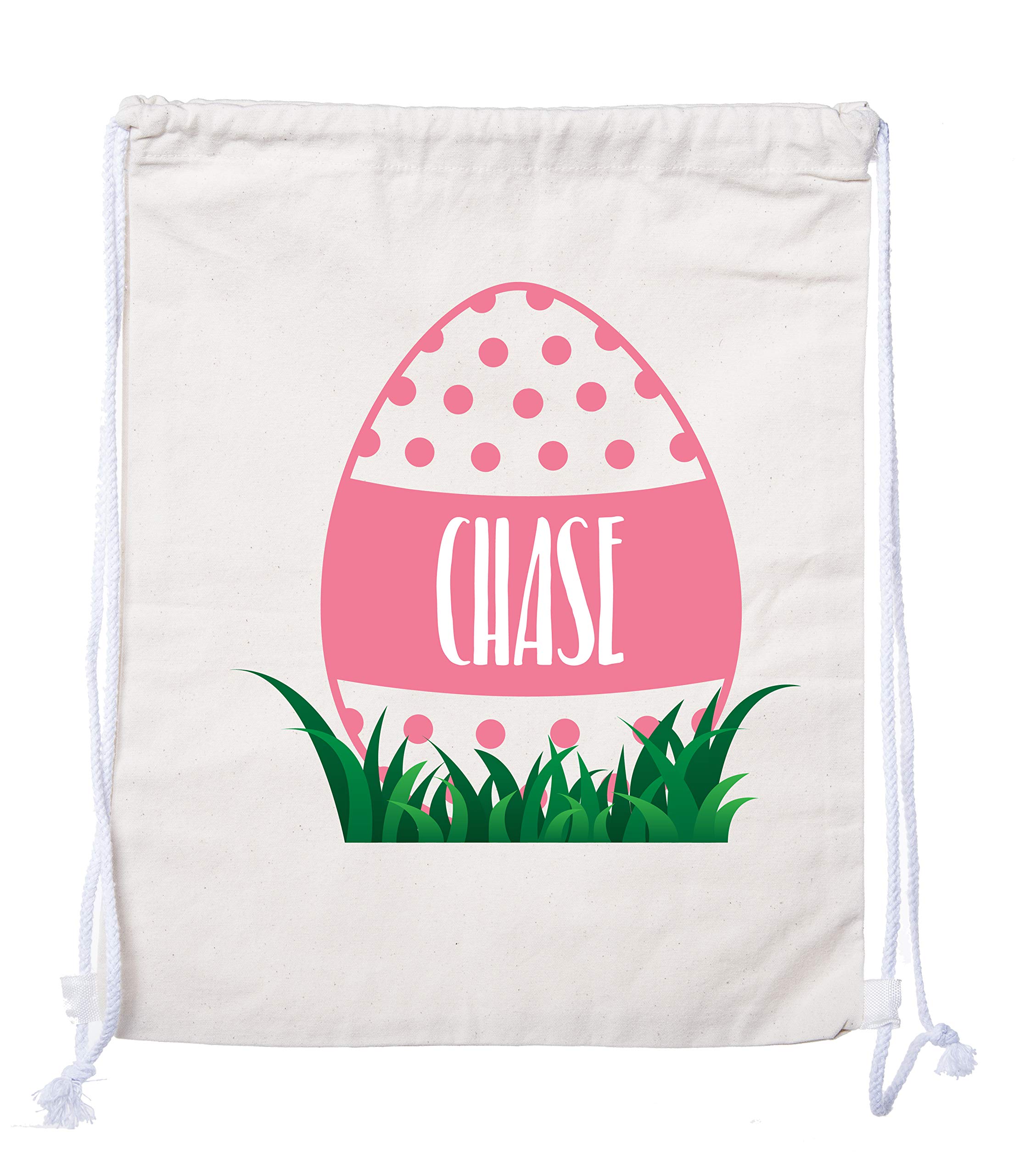 Personalized Easter Basket Bags - Custom Cotton Drawstring Backpacks for Easter Egg Hunt & Gifts - Dotted Egg Design - Natural Color CE2725Easter - Perfect for Easter Celebrations, Kids' Party Favors & Spring Festivals