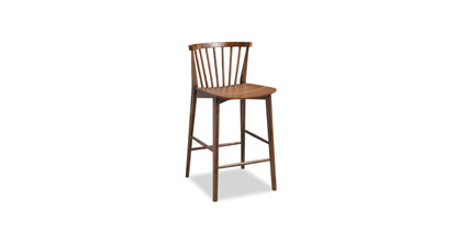 Ligna Wooden Counter Stool - 24 Inch Bar Height Stool with Backrest, Modern Kitchen Island Stool for Dining & Breakfast Nook - Perfect for Home, Cafe, and Restaurant Use