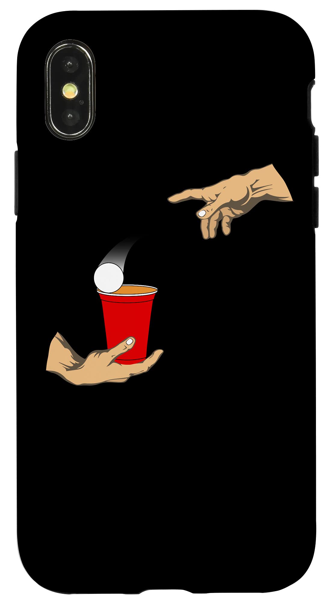 iPhone X/XS Beer Pong Case - Michelangelo's Creation of Adam Design - Durable Protective Phone Cover for Parties, Bars & Game Nights